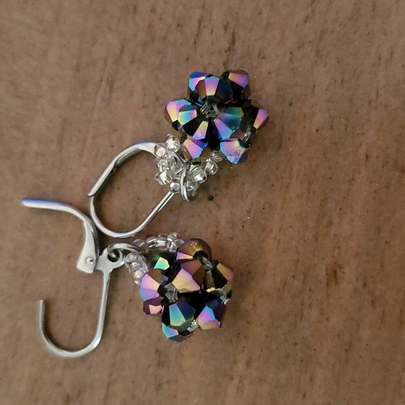 Swarovski Crystal Beads Dangle Midnight Earings - Picture 4 of 4